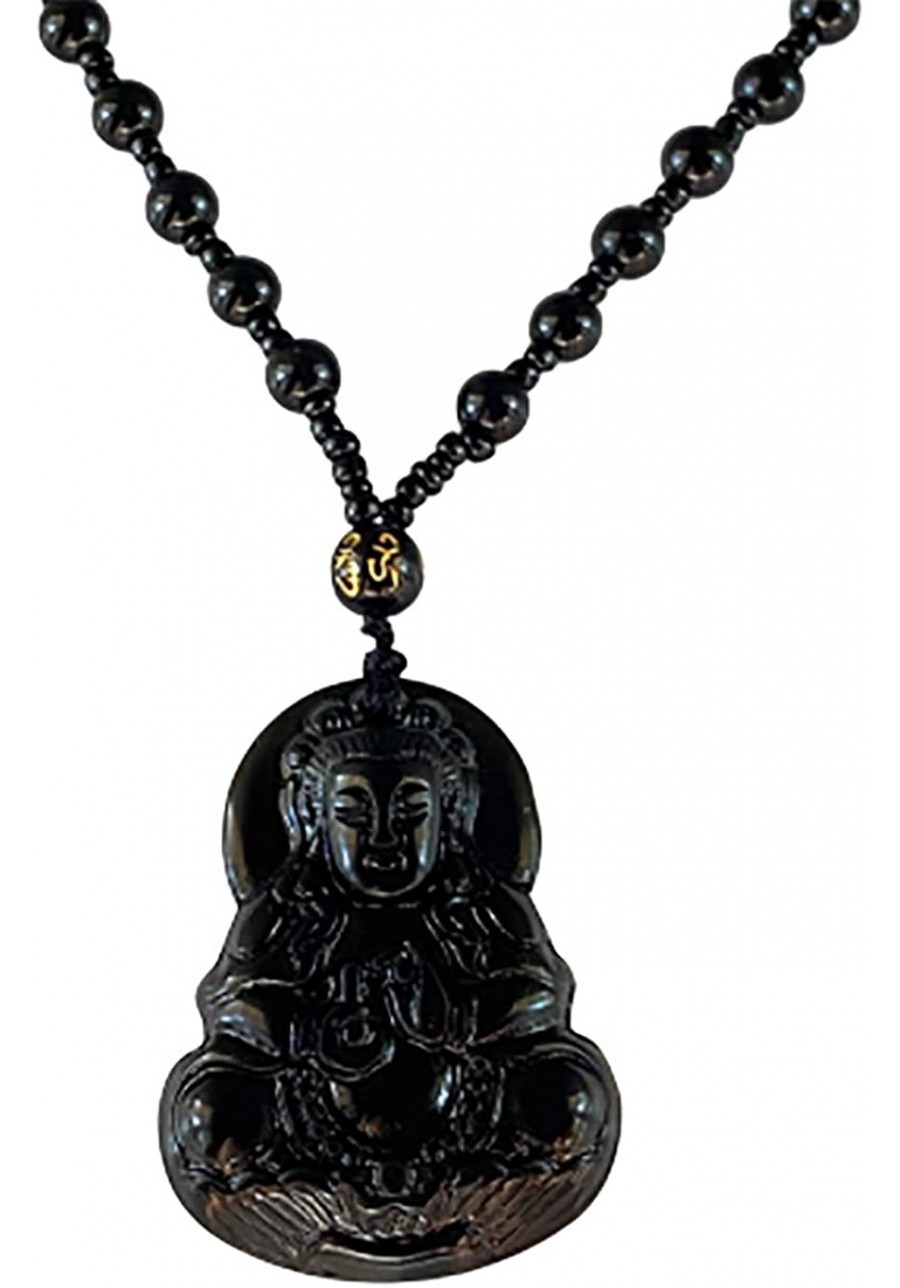 Real Laughing Buddha Black Jade Stabilized Turquoise Bodhisattva Amulet Talisman Pendant 24" Bead Necklace Carved Long Large ...