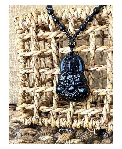 Real Laughing Buddha Black Jade Stabilized Turquoise Bodhisattva Amulet Talisman Pendant 24" Bead Necklace Carved Long Large ...