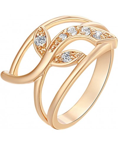 Leaf Style Simple Design White Rhinestone Girls Gold Platd Ring Favorite $10.56 Engagement Rings