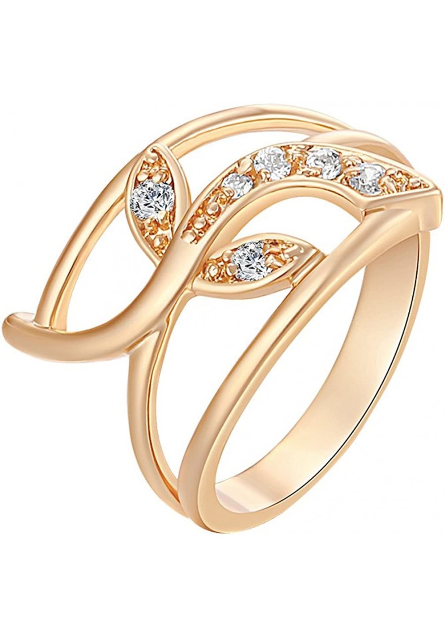 Leaf Style Simple Design White Rhinestone Girls Gold Platd Ring Favorite $10.56 Engagement Rings