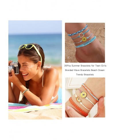 Colorful Beach Anklets for Teen Girls Bohemian Summer Bracelets Set Adjustable Surfer Wave Bracelets for Women Waterproof Sun...