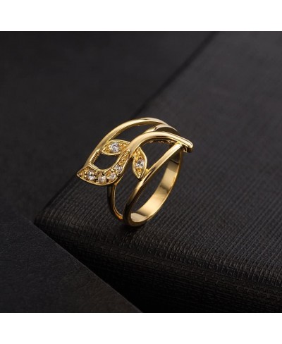 Leaf Style Simple Design White Rhinestone Girls Gold Platd Ring Favorite $10.56 Engagement Rings