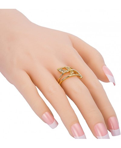 Leaf Style Simple Design White Rhinestone Girls Gold Platd Ring Favorite $10.56 Engagement Rings