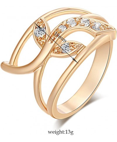 Leaf Style Simple Design White Rhinestone Girls Gold Platd Ring Favorite $10.56 Engagement Rings