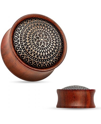 Pair Lattice w/Flower Pattern Rose Wood Organic Saddle Plugs Body Jewelry $12.98 Piercing Jewelry