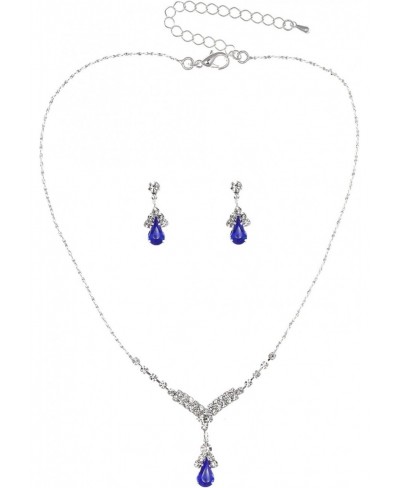 Minimalist Elegant Teardrop Crystal Necklace Earrings Set $14.33 Jewelry Sets