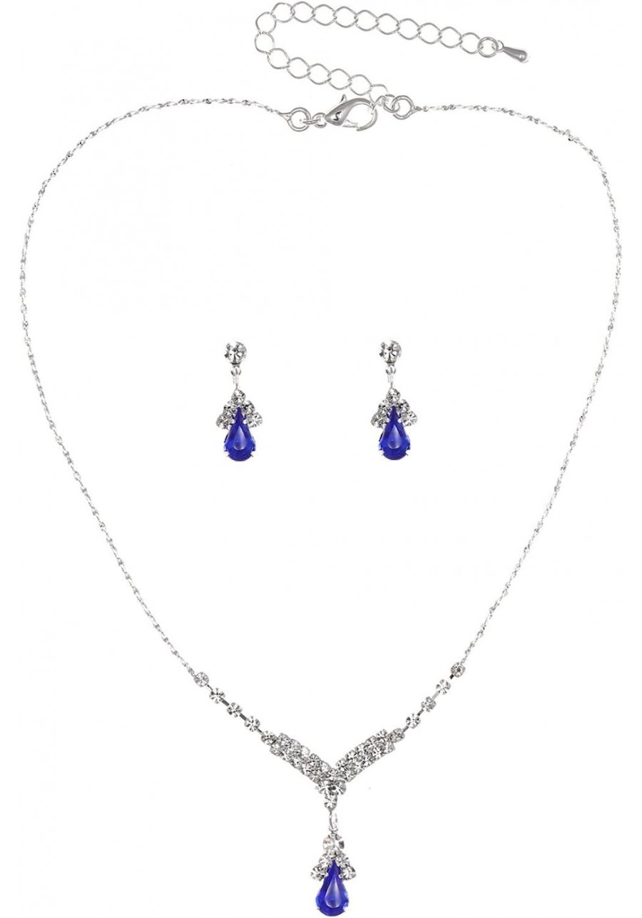 Minimalist Elegant Teardrop Crystal Necklace Earrings Set $14.33 Jewelry Sets