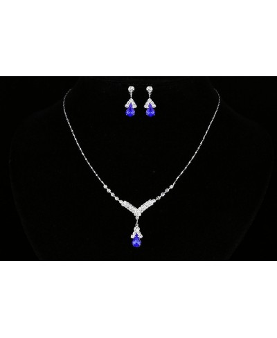 Minimalist Elegant Teardrop Crystal Necklace Earrings Set $14.33 Jewelry Sets