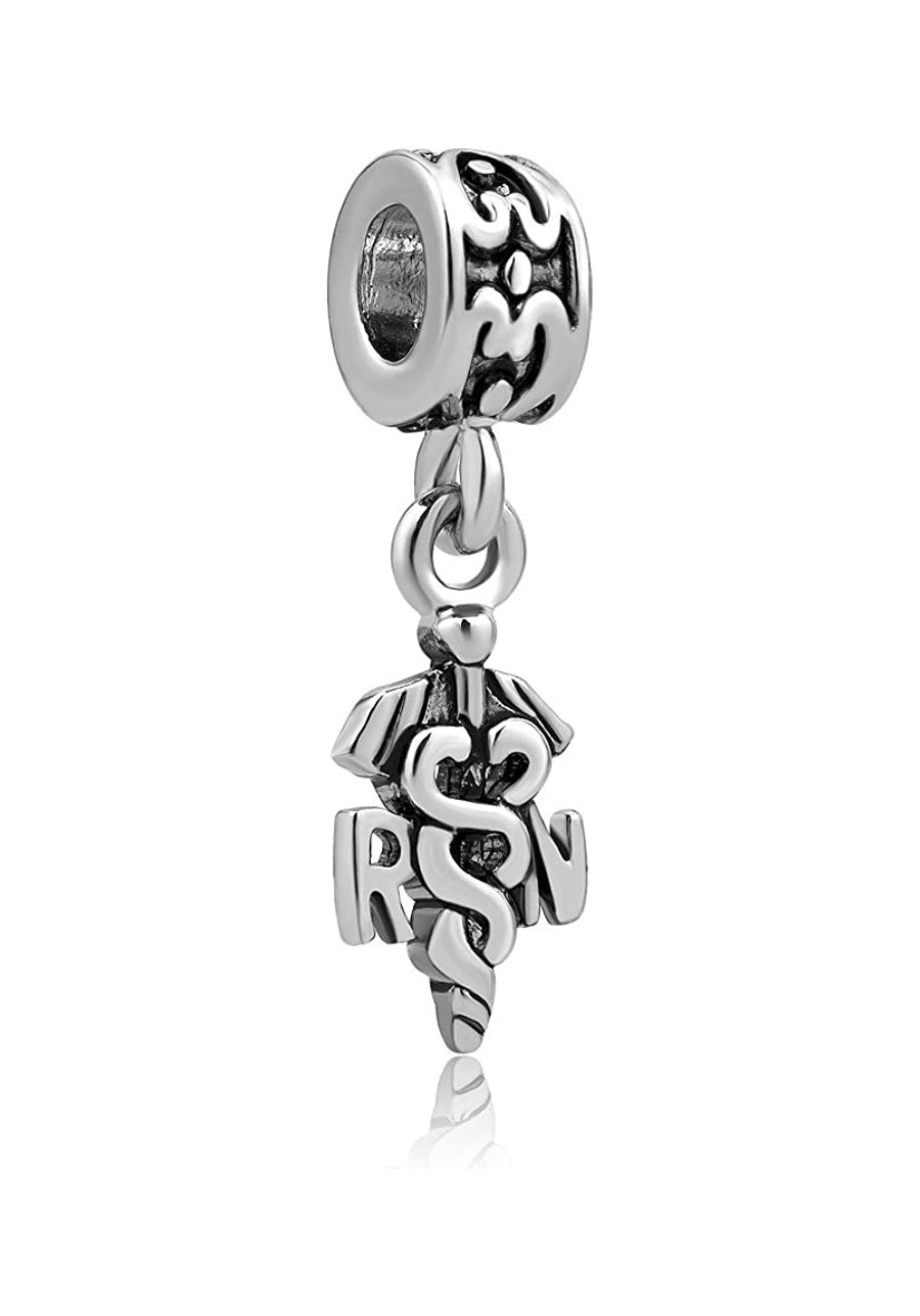 LovelyJewelry Nurse Nursing RN Registered Caduceus Charms Dangle Beads For Bracelet $13.66 Charms & Charm Bracelets