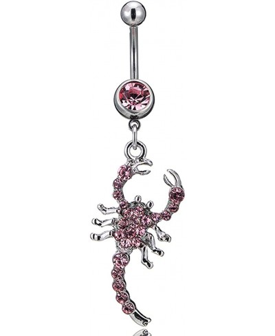 Animal Belly Button Ring for Women Men Dainty Owl Scorpion Crystal CZ Navel Ring Stainless Steel Navel Piercing Dangle Belly ...