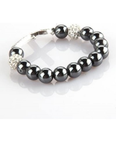 10mm Rhinestone Metal Cross Ball Hematite Elastic Bracelet Women hot $10.33 Stretch