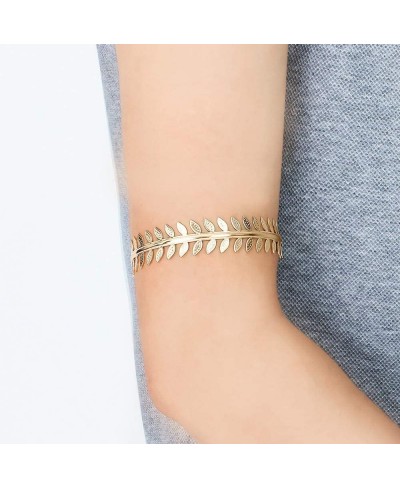 Gold Arm Cuff For Women Swirl Leaf Upper Arm Bracelet Leaves Branch Armlet 14K Gold Plated Cuff Bangle Adjustable Armband(sil...