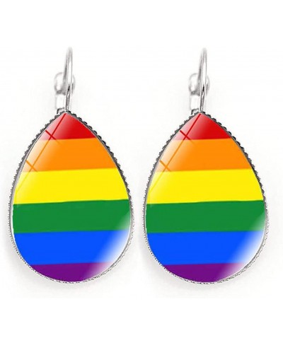 Rainbow Teardrop Dangle Earrings Pride Parade Faux Leather Drop Rainbow Earrings JEP04 $9.22 Drop & Dangle