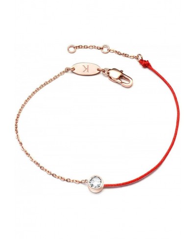 Stainless Steel Lucky Red String Bracelet With Diamonds Women'S Fashion Adjustable Bracelet Rosegold $16.61 Link