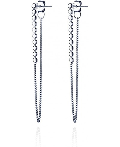 925 Sterling Silver Dangle Chain Stud Earrings for Women Girls Disc Dangle Earrings Chain $17.89 Drop & Dangle