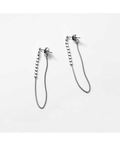 925 Sterling Silver Dangle Chain Stud Earrings for Women Girls Disc Dangle Earrings Chain $17.89 Drop & Dangle