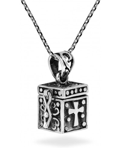 Christian Prayer Box Locket .925 Sterling Silver Pendant Necklace $36.78 Lockets