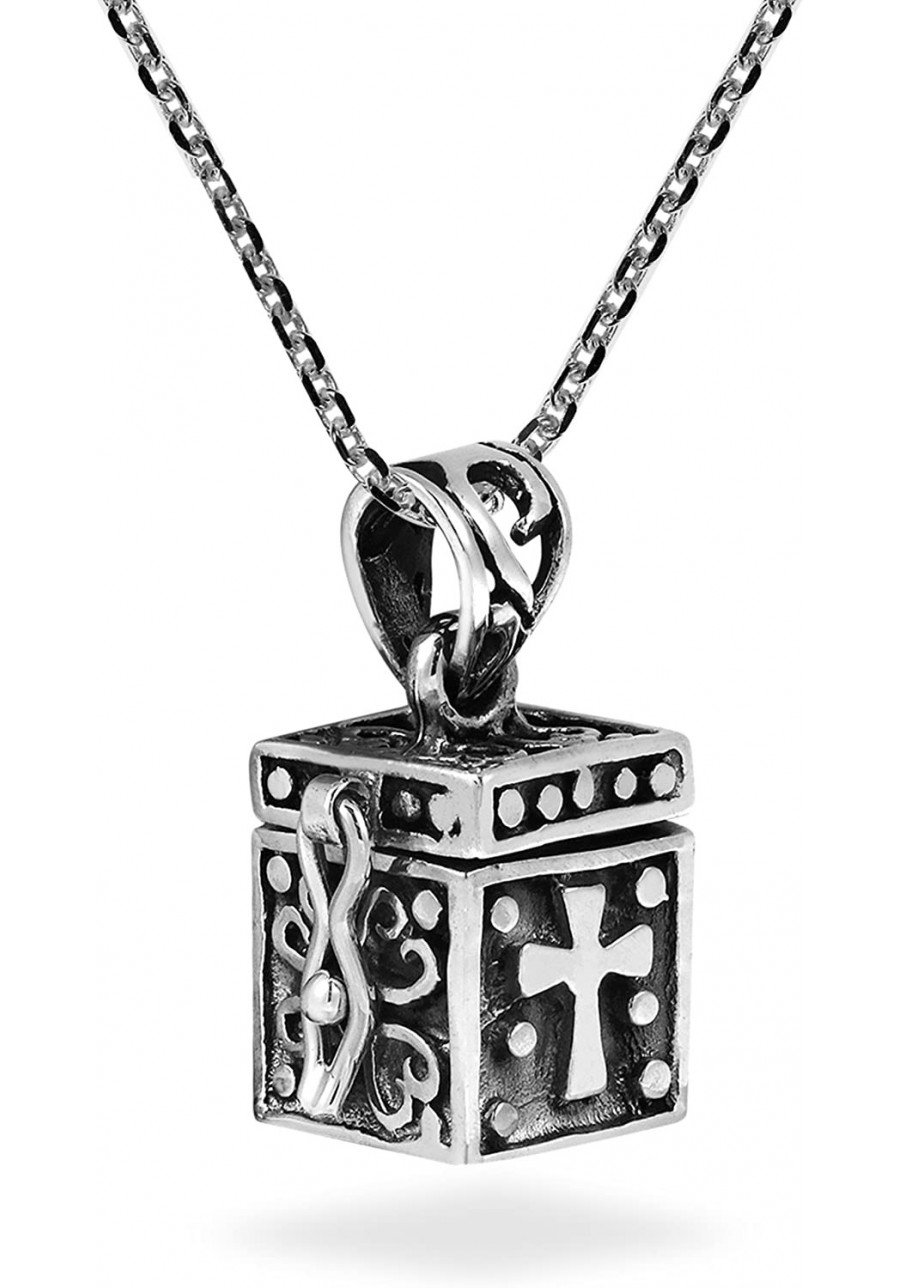 Christian Prayer Box Locket .925 Sterling Silver Pendant Necklace $36.78 Lockets