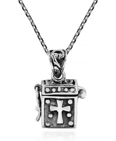 Christian Prayer Box Locket .925 Sterling Silver Pendant Necklace $36.78 Lockets