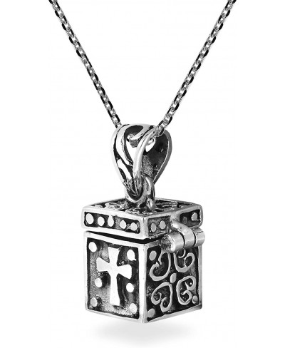 Christian Prayer Box Locket .925 Sterling Silver Pendant Necklace $36.78 Lockets