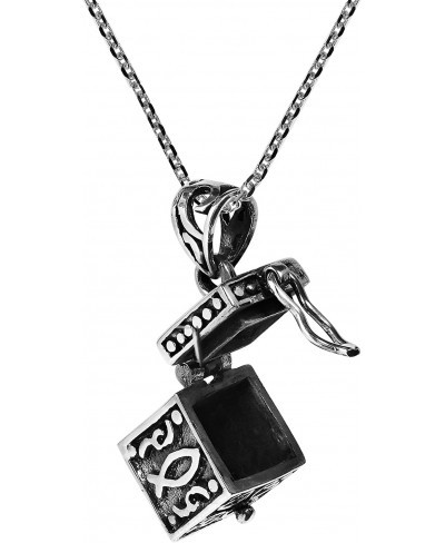 Christian Prayer Box Locket .925 Sterling Silver Pendant Necklace $36.78 Lockets