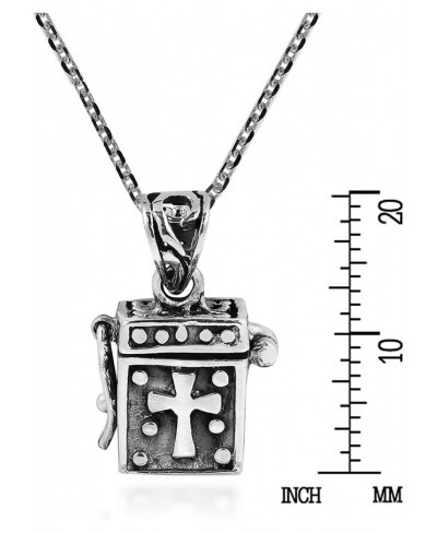 Christian Prayer Box Locket .925 Sterling Silver Pendant Necklace $36.78 Lockets