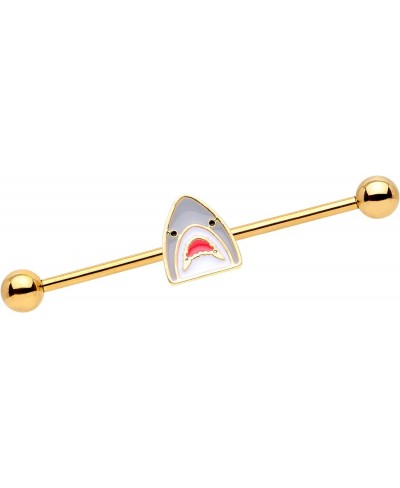 Womens 14G PVD Steel Helix Cartilage Earring Nautical Day Shark Attack Industrial Barbell 1 1/2 $13.28 Piercing Jewelry