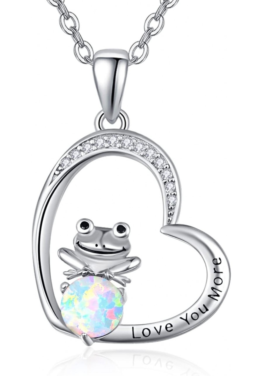 925 Sterling Silver Frog Necklace Frogs Stuff Heart Jewelry Frog Gifts for Women Girls with S925 18"+2" Cable Chain $23.73 Pe...