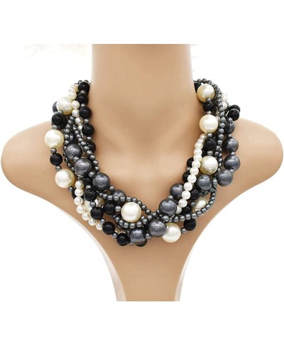 Faux Pearl Necklaces for Women Multi strand Pearl Necklace Earrings Set 1920s Pearl Necklaces Costume Jewelry $11.98 Pearl St...