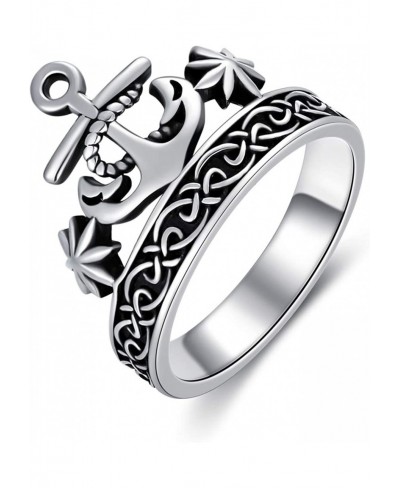 Anchor Ring 925 Sterling Silver Oxidized Celtic Knot Jewelry Gifts for Women $12.36 Statement