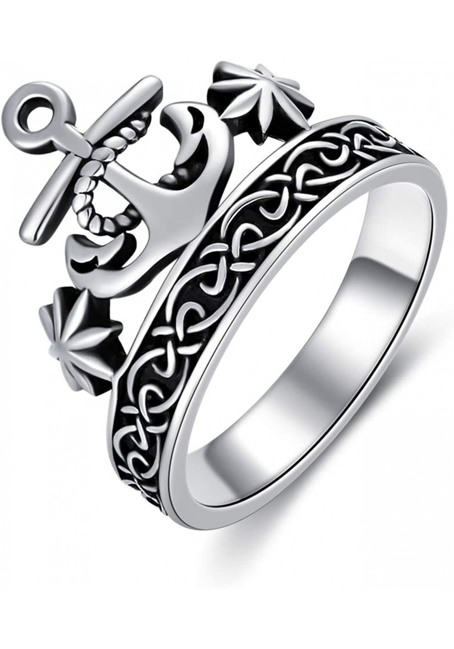 Anchor Ring 925 Sterling Silver Oxidized Celtic Knot Jewelry Gifts for Women $12.36 Statement