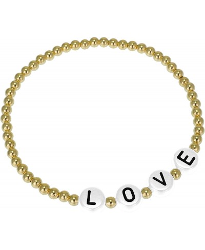 Love White Beaded Bracelet 14kt Gold Filled Beaded Stretch and Stackable Hand Made in USA $32.40 Strand