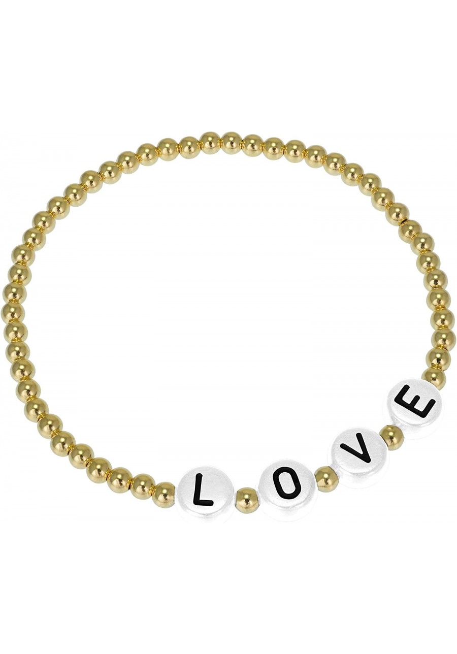 Love White Beaded Bracelet 14kt Gold Filled Beaded Stretch and Stackable Hand Made in USA $32.40 Strand