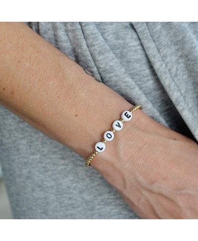 Love White Beaded Bracelet 14kt Gold Filled Beaded Stretch and Stackable Hand Made in USA $32.40 Strand