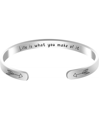Inspirational Bracelets for Women Stainless Steel Engraved Personalized Mantra Cuff Bangle Bracelets Friendship Encouragement...