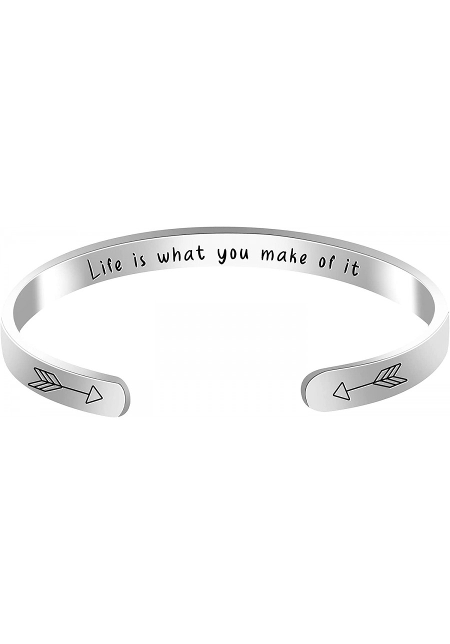 Inspirational Bracelets for Women Stainless Steel Engraved Personalized Mantra Cuff Bangle Bracelets Friendship Encouragement...