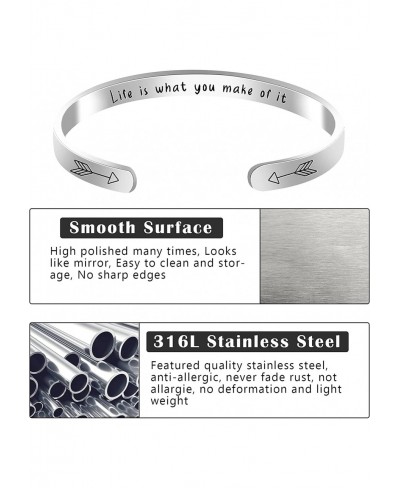 Inspirational Bracelets for Women Stainless Steel Engraved Personalized Mantra Cuff Bangle Bracelets Friendship Encouragement...