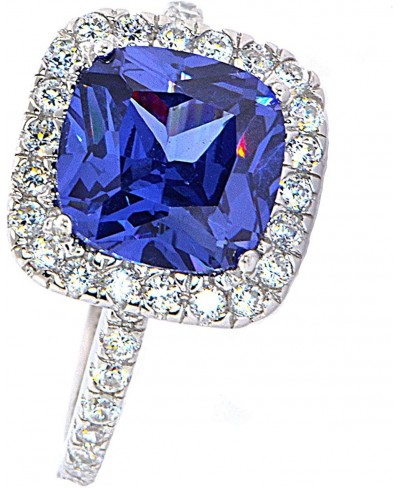 Sterling Silver Simulated Tanzanite Halo Style Cocktail Ring- (Size 6-10) $31.76 Engagement Rings