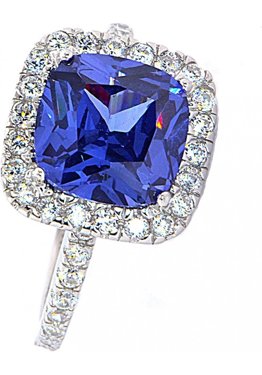 Sterling Silver Simulated Tanzanite Halo Style Cocktail Ring- (Size 6-10) $31.76 Engagement Rings