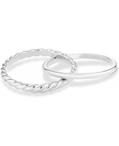 925 Sterling Silver or 18Kt Yellow Gold Over Silver Rope and High Polished Band Interlocked Rolling Ring for Women Made in It...