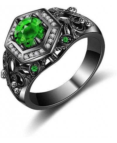 Emerald Black Gun Plated Ring Crystal Simulated Diamond Punk Band Wedding Engagement Jewelry $4.97 Bands