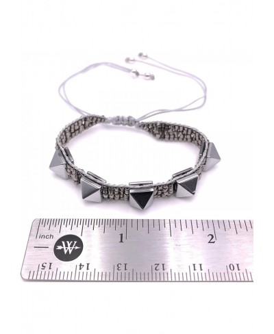 Silver Plated Rivets Miyuki Bracelet Adjustable Jewelry for Women $16.66 Strand