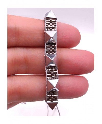 Silver Plated Rivets Miyuki Bracelet Adjustable Jewelry for Women $16.66 Strand