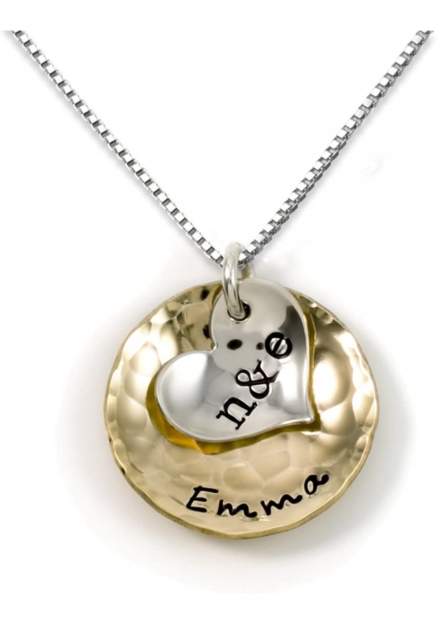 Sentimentally Close-Personalized Charm Necklace. Features 2 Customized Initials on a Sterling Silver Heart Charm and a Custom...