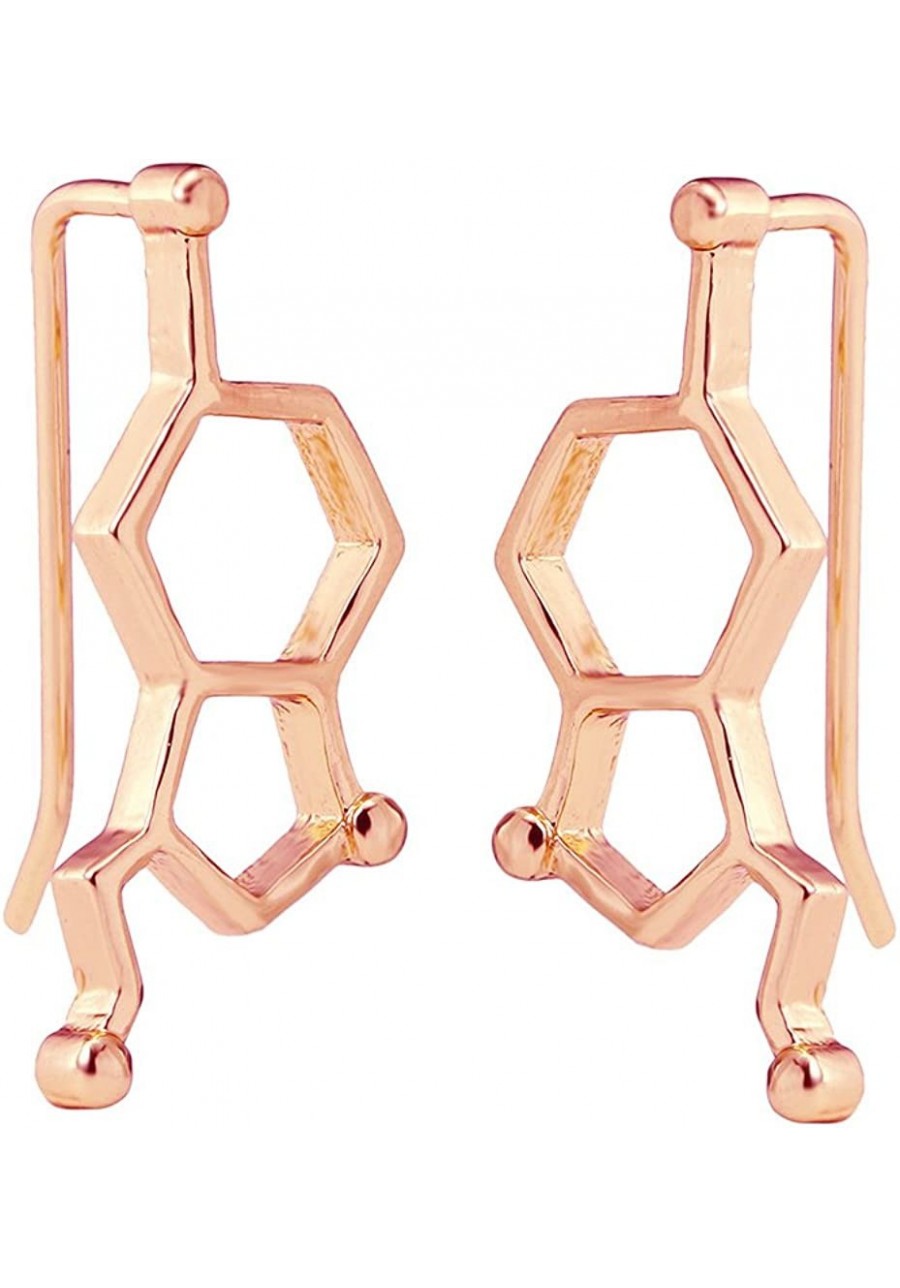 Fashion Serotonin Molecule Ear Climbers for Women Chemistry Structure Science Stud Earrings Crawler Gift $23.54 Clip-Ons