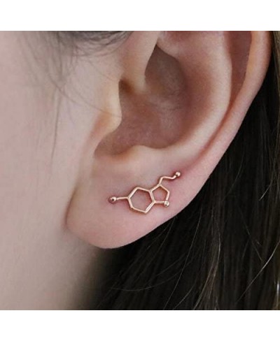 Fashion Serotonin Molecule Ear Climbers for Women Chemistry Structure Science Stud Earrings Crawler Gift $23.54 Clip-Ons