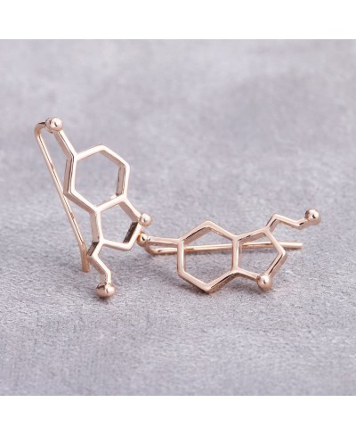 Fashion Serotonin Molecule Ear Climbers for Women Chemistry Structure Science Stud Earrings Crawler Gift $23.54 Clip-Ons