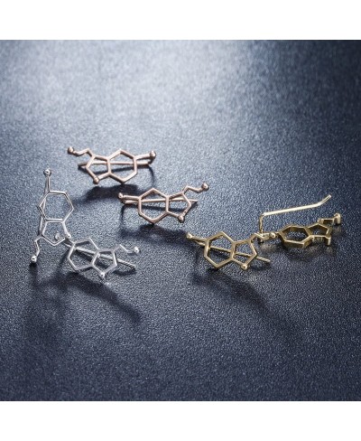 Fashion Serotonin Molecule Ear Climbers for Women Chemistry Structure Science Stud Earrings Crawler Gift $23.54 Clip-Ons