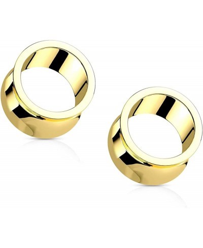 Gold Tone 316L Stainless Steel Hand Polished Thick Double Flared Tunnel Plugs Sold as a Pair $10.55 Piercing Jewelry