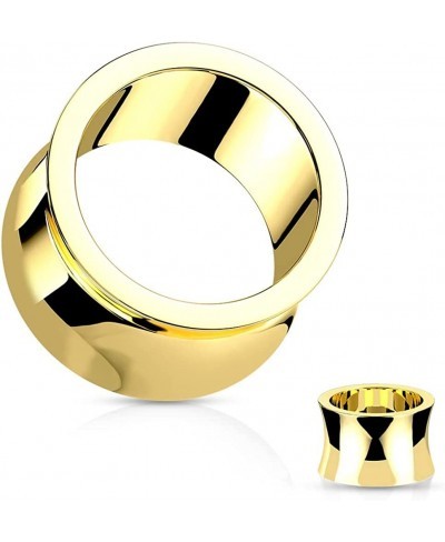 Gold Tone 316L Stainless Steel Hand Polished Thick Double Flared Tunnel Plugs Sold as a Pair $10.55 Piercing Jewelry